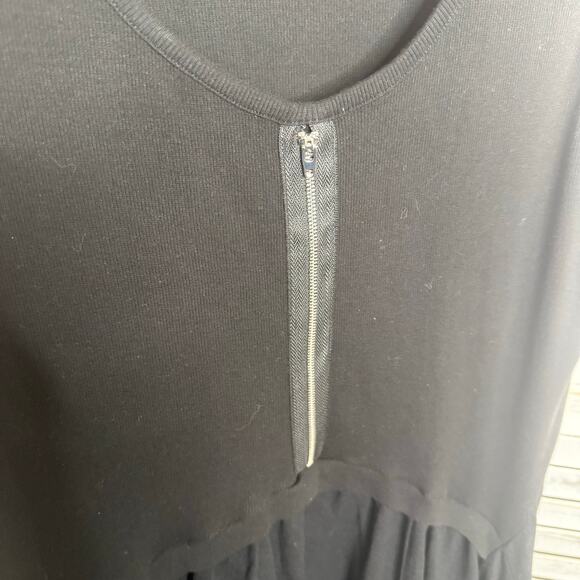 FOR CYNTHIA Women's PLUS 1X Lagenlook Ribbed Sleeveless A Line Linen Dress Black - Picture 8 of 15